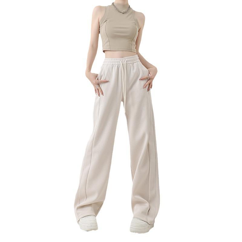 Autumn and winter narrow wide-leg pants women's scimitar banana pants velvet high waist loose casual sports straight sweatpants look thin