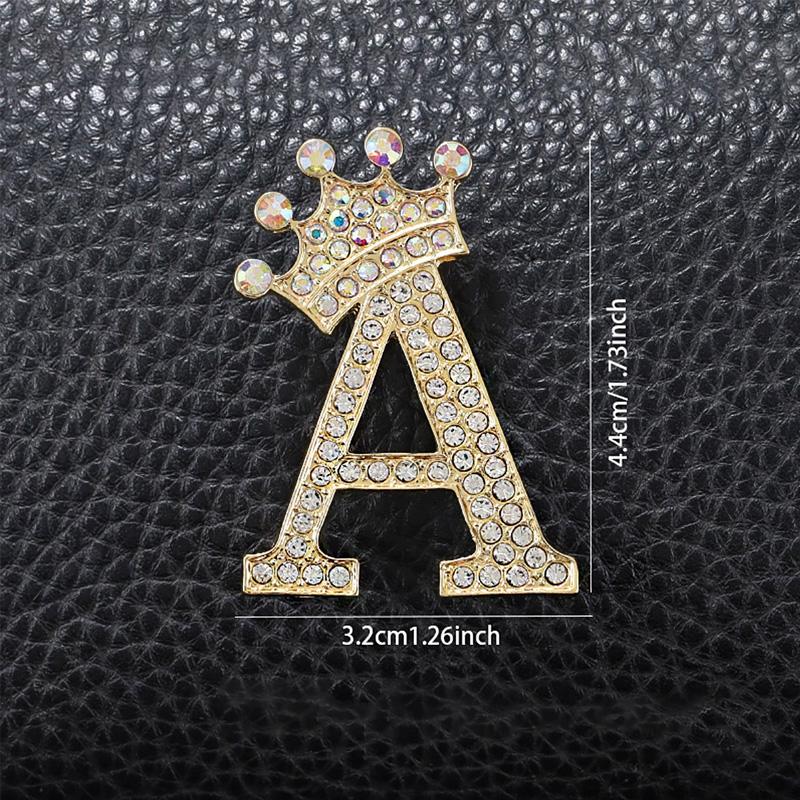 1 Pièce Broches pour Femmes & Hommes Broche Initiale Épingle de Col Strass Cristal Mode A-Z Ton Doré Épingle Corsage