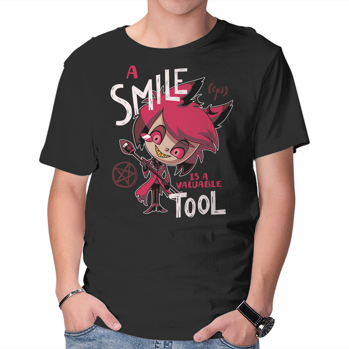 Unisex Crew Neck T-Shirt A Smile Graphic Short Sleeve Casual Tee L