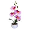 Multicolor Artificial Orchid Bonsai 4 Flower White Flowerpot Simulation Flower Potted Accessories Green Leaves