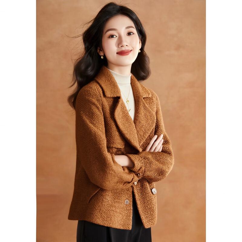 

Ke Bei Er Women s Suit Collar Wool Blend Short Coat 2XL