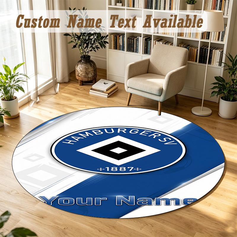 Round Rug Custom NameHamburger SV Pattern Non Slip Carpet Home Floor Decor