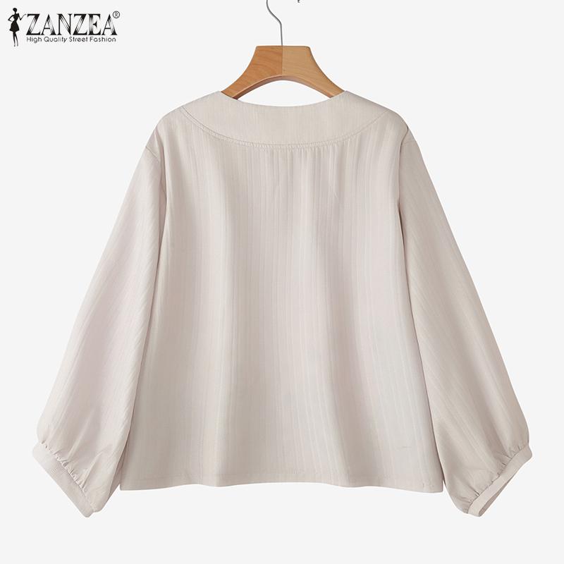 ZANZEA Women Casual V-Neck 3/4 Sleeve Loose Floral Blouse