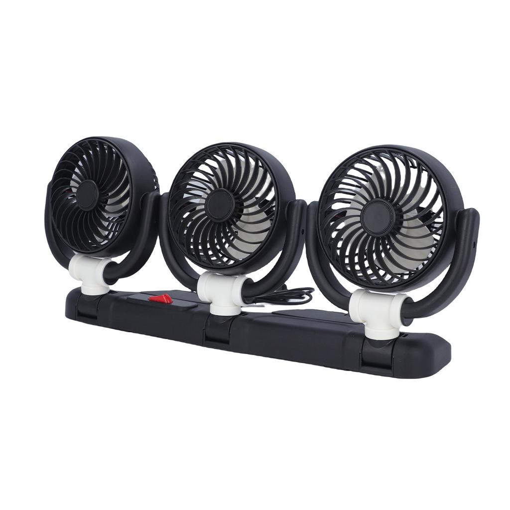 3 Heads Car Fan USB Speed Adjustable Foldable Portable Car Cooling Fan with Phone Holder for Vehicles Cars Trucks SUVs