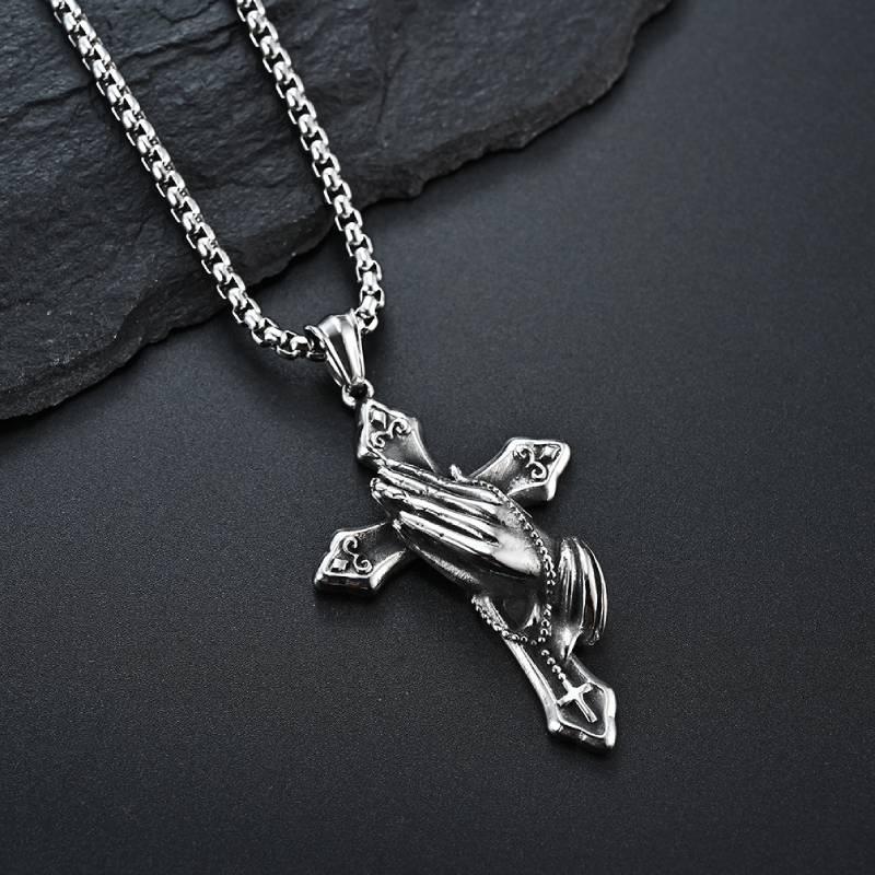 Mens Stainless Steel Jesus Christ Face Crucifix Cross Pendant Necklace Fashionable And Religious