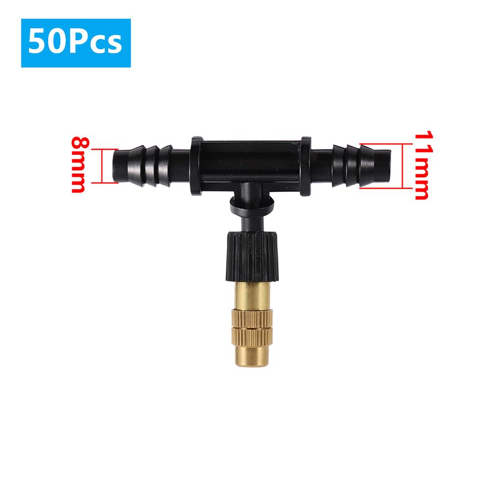 5/50Pcs 6mm Brass Mist Nozzle Kits 4/7mm 8/11mm Hose Garden Lawn Micro Irrigation Atomaiztion Cooling Dust Removal Sprayer Heads