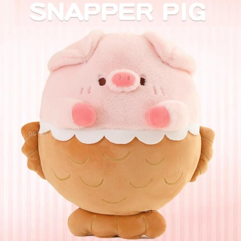 Kawaii Pig With Taiyaki Fish Tail Plushie Stuffed Soft Pink Piggy Has Mermaid Fish Throw Pillow Hug Pillow For Girl Birthday Boy