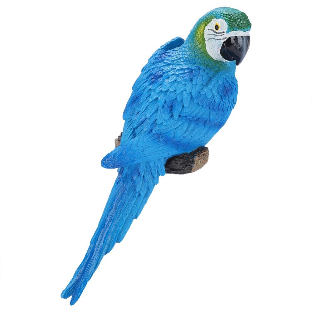 Resin Resin Bird Ornament 12.2 * 3.9 * 3.1in Blue & Red Lifelike Animal Figurine Bird Desktop Decoration Craft