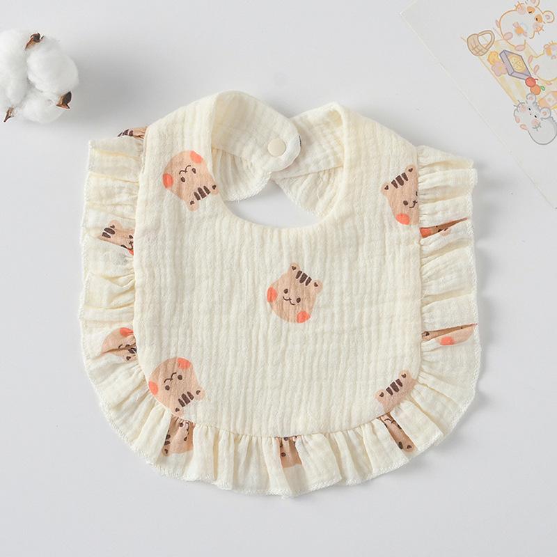 Ruffle Baby Drool Bibs: Pure Cotton Printed Lace Bibs