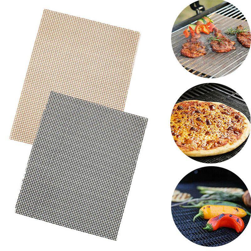 Bbq Grill Mat Mesh 2 Pcs Non Stick Teflon Cooking Grilling Sheet Liner Fish New