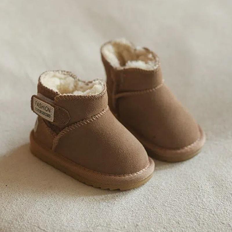 

Winter Baby Snow Boots Warm Plush Leather Toddler Shoes Boys Girls Anti-slip Rubber Sole Baby Sneakers Infant Boots 21 хакі