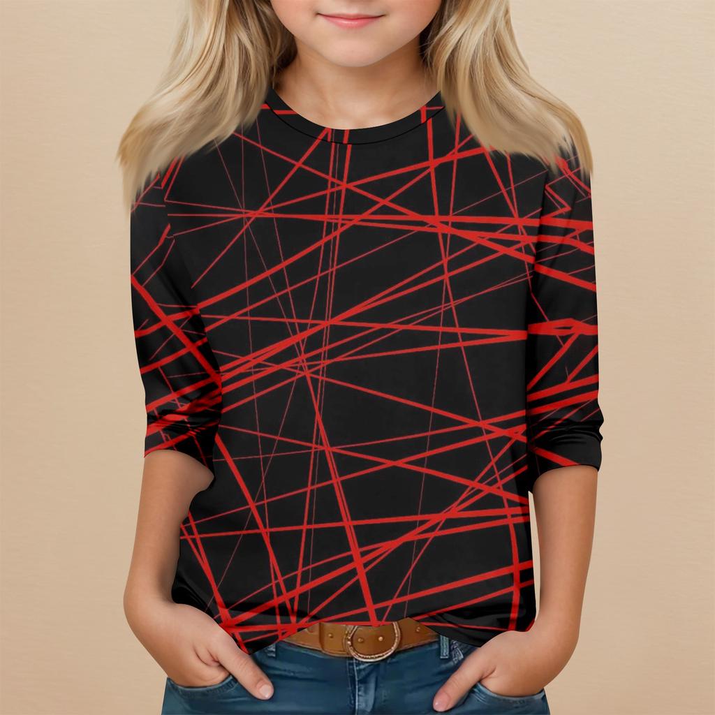 Kinder 3/4-Ärmel Rundhals Oberteil Halloween-Print Alltags-Freizeit-Oberteil