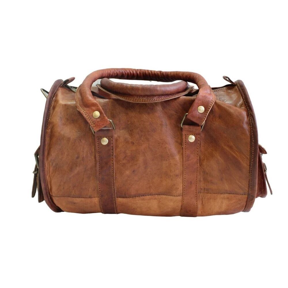 Small Leather Air Cabin Vintage Duffle Luggage Weekend  Overnight Travel Bag