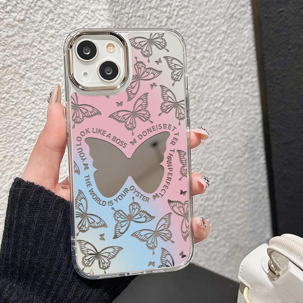 Love Makeup Mirror Phone Case For IPhone 17 16 15 14 13 12 11 Pro Max 13 12 Air 17E 16e Shockproof Clear Cases Coquea