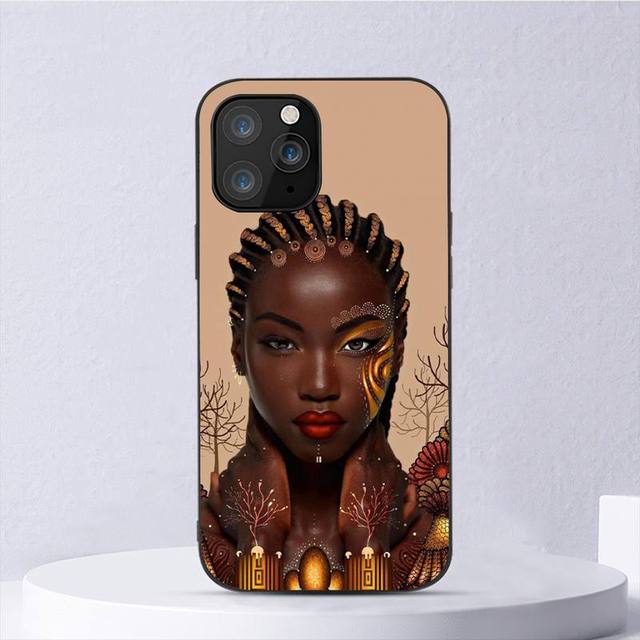 

Красочный художественный черный чехол для телефона с африканской девушкой для Iphone 11 12 Mini 13 14 Pro Xs Max X 8 7 6s Plus 5 Se Xr Shell iPhone8plus