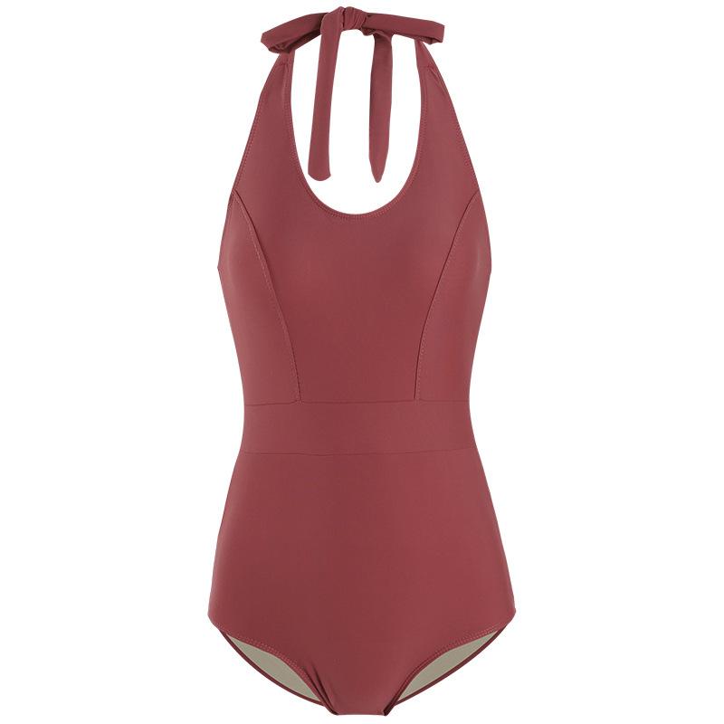 1 color conservative women's swimsuit slim black retro red sexy one-piece swimsuit women's vacation hot spring beach swimsuit