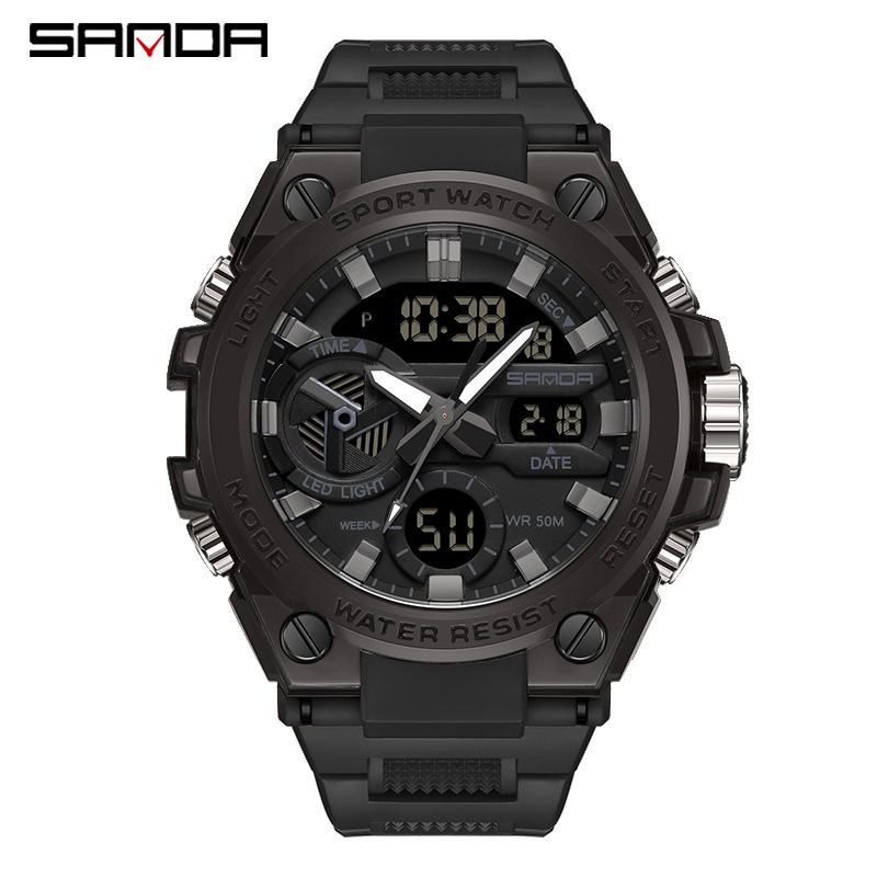 Sanda Watch Men S Teen Fashion Trend Military Wind Multifunctional Luminous Waterproof Electronic Watch