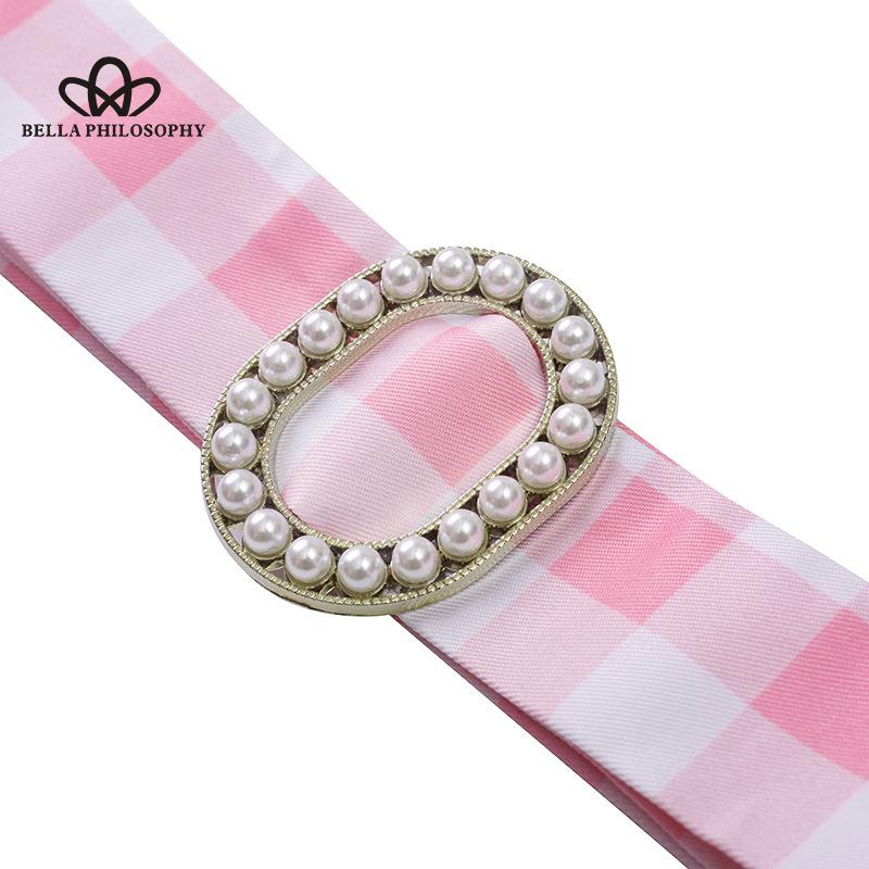 Rosa Süße Mode Vintage Plaid Kordelzug Cosplay anzüge Hohe Taille Langes Kleid Frau Mode Kleid Frau Cosplay Kleidung