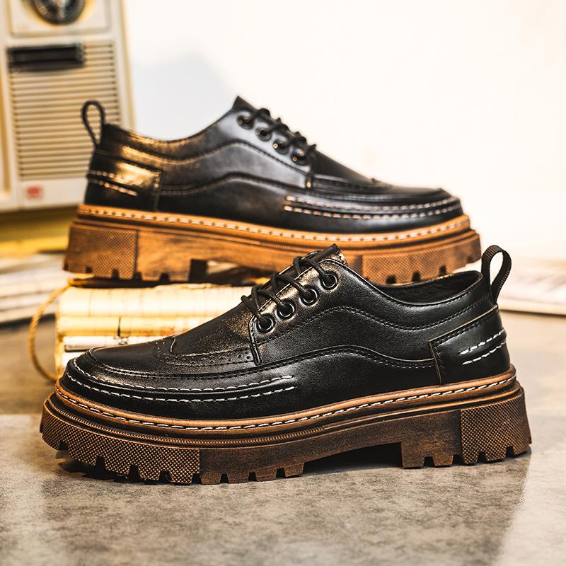 Brock Leather Shoes, New Men's Business Formal Leather Shoes, Fashionable and Versatile Retro British Style Dress Shoes