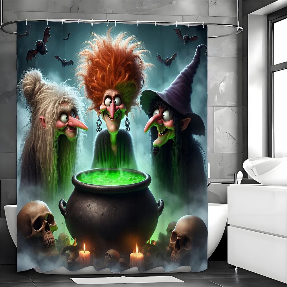 Halloween Magie Hexe Totenkopf Medizin Tank Trank Duschvorhang, Badezimmer Dekorativer Duschvorhang, Wasserdichter Duschvorhang w