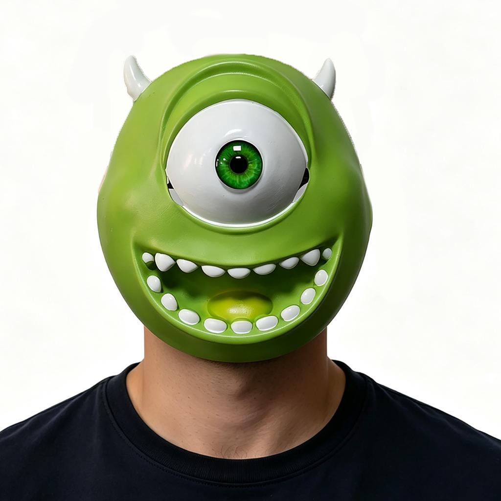 Big-eyed monster headgear Cartoon One-Eyed Green Monster Mike Mask Halloween cos Dress up props