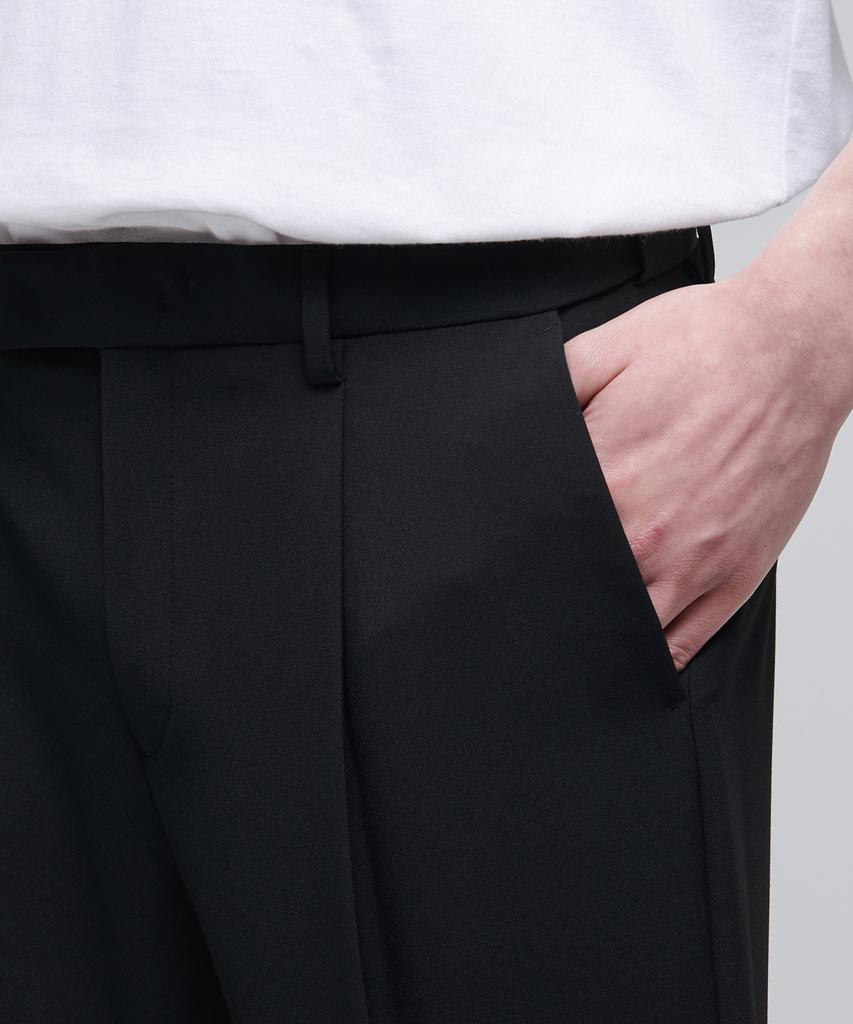 MUSINSA STANDARD Lightweight Wide Hidden Banding Slacks [Black]