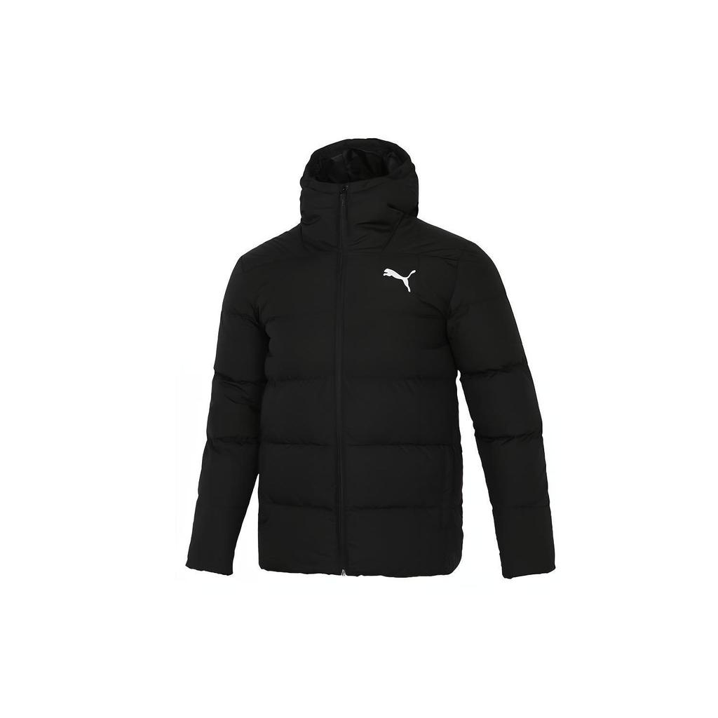 Puma Basic Down Jacket With Logo And Hood Men Outerwear Black 534936-01