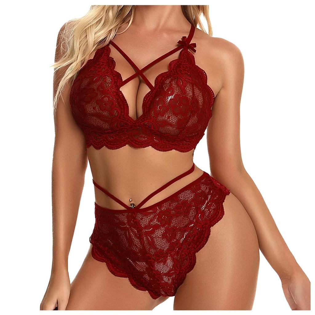 Ladies Strap Lace Crochet Cutout Teddy  Lingerie  Embroidery  Underwear