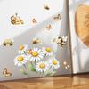 Daisies Flowers and Butterfly Bee Party Wall Stickers, Removable Anti-Static Self-Adhesive Vinyl Decals for Kids Room Living Room Bedroom Decoration