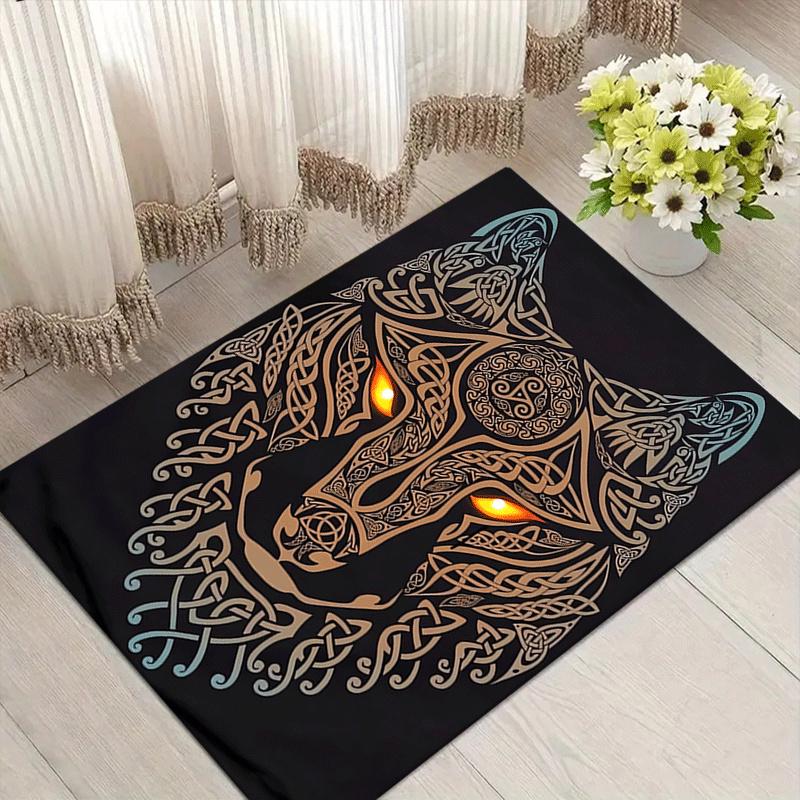 1pc Wolf Totem Print, Design Indoor Area Rug - Soft, Anti-Slip, and Durable Gaming Room Decor for Bedroom, Living Room