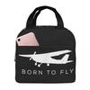 Born To Fly Captain Stripes Flight Pilot Insulated Lunch Bag Cooler Thermal Food Box Tote Leakproof Lunch Boxes Container
