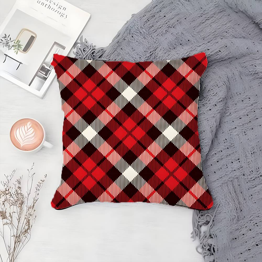 Elegant and Simple Home Plaid Pattern Pillow Case Printing Pillowcase Living Room Sofa Cushion Cover Bedroom Room Decor
