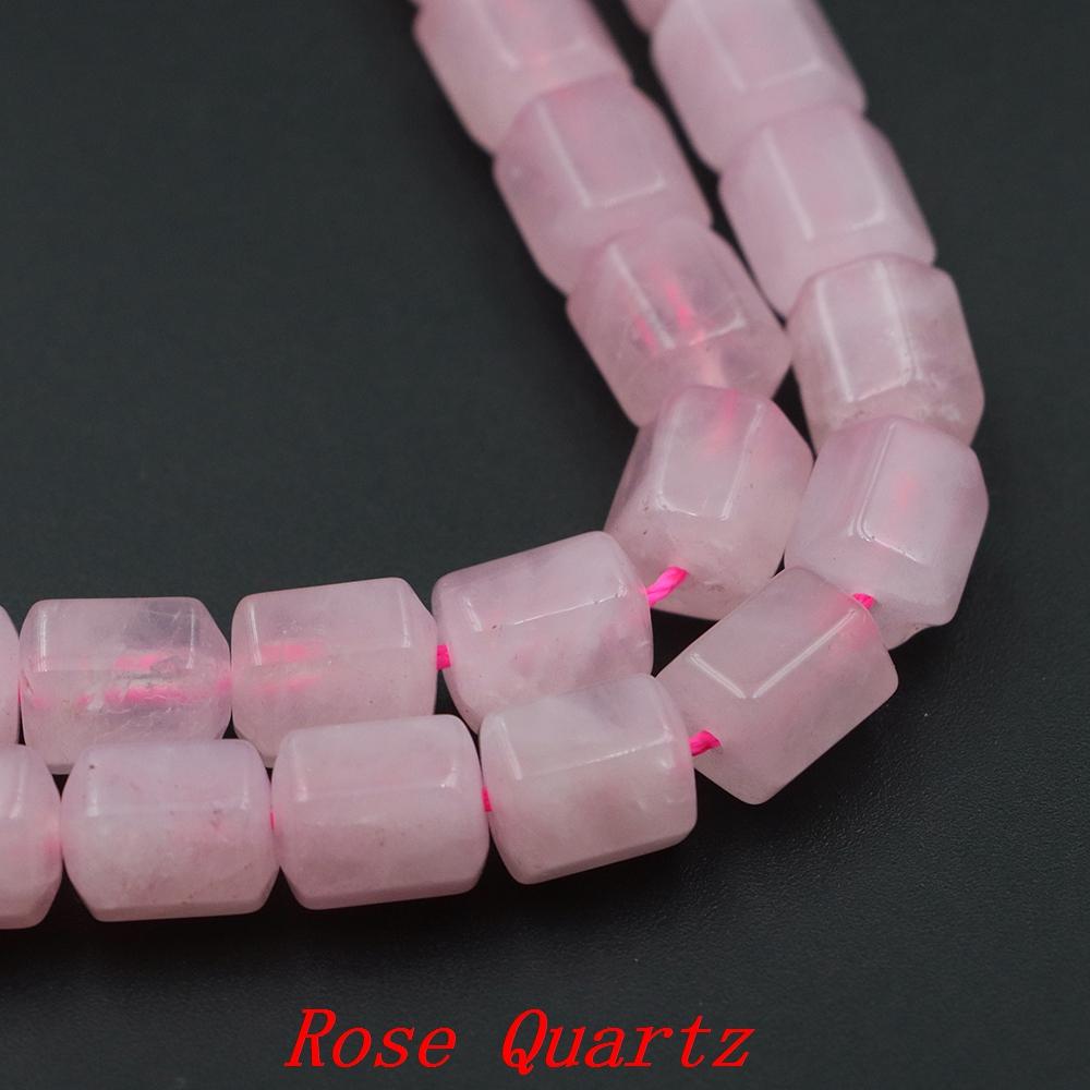 Faceted Natural Stone Square Rose Quartz Agates Loose Spacer Beads For Jewelry Diy Making Crystals Bracelet Pendant Accessories