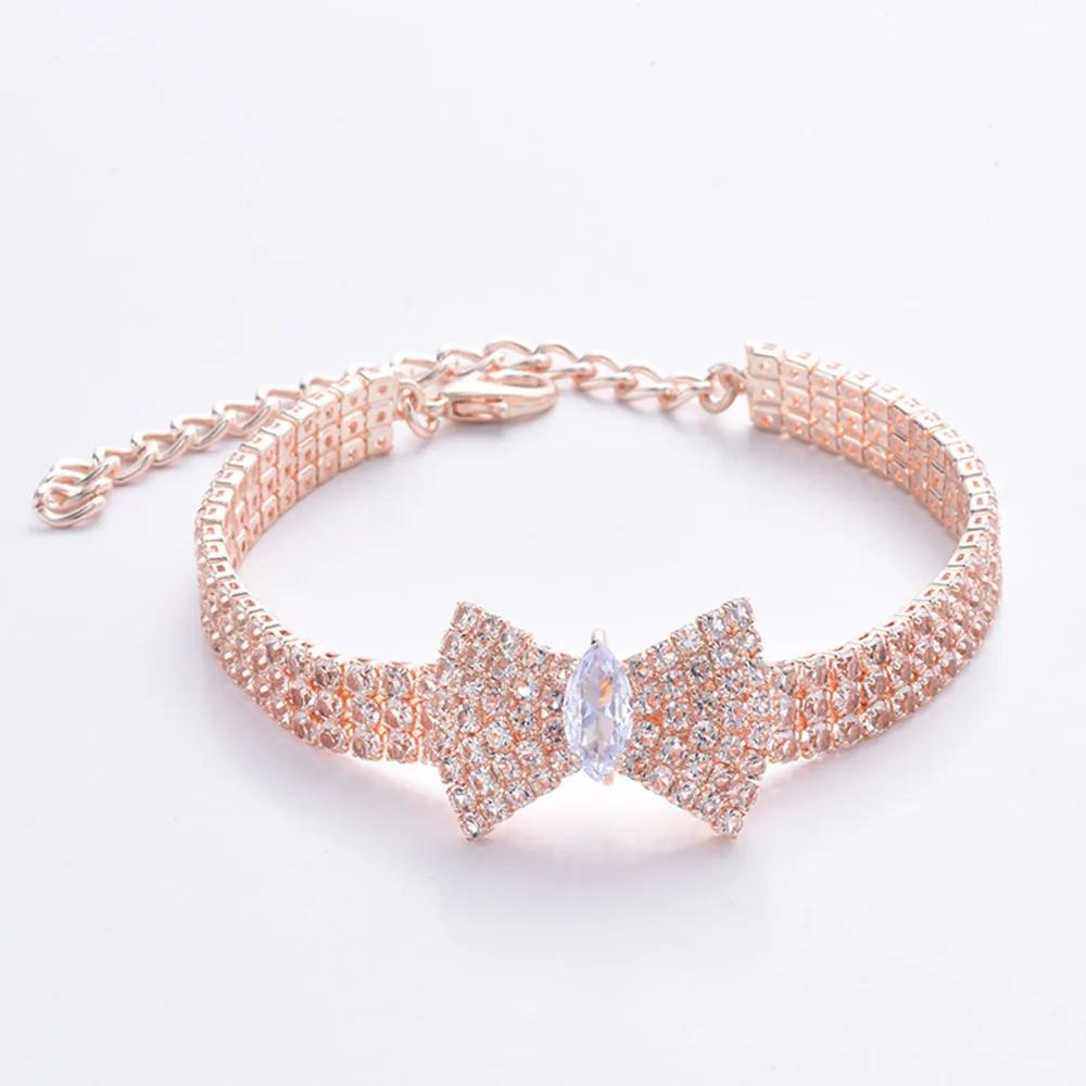Cat Necklace Collar Adjustable Shine Diamond Cute Girl Wedding Birthday Party Pet Necklace Costume Accessories for Kitten Puppy