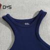 Women Running Vest O-Neck Sleeveless Short Tank Tops Solid Color Ribbed Elastic Fitting Quick Drying Racer Back Vest