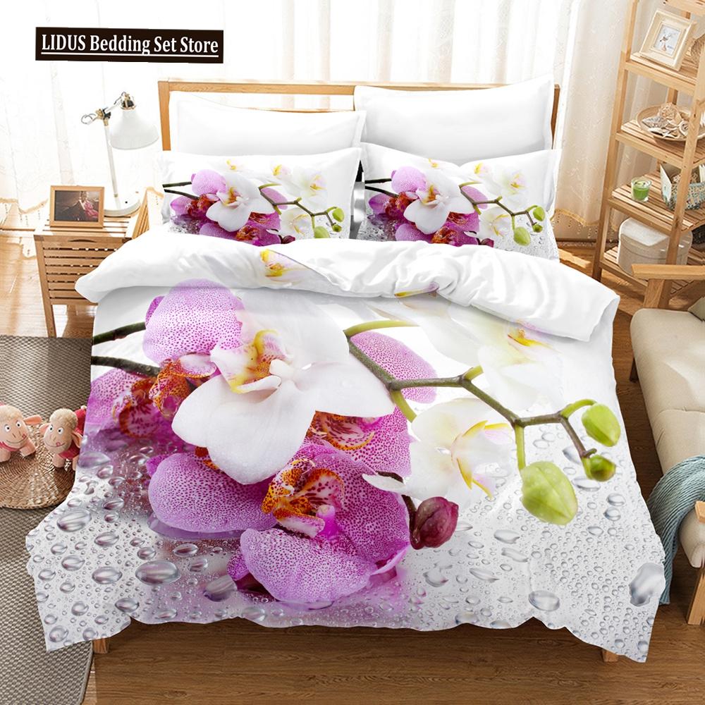 Flowers Bedding Set Colourful Flower Plant Duvet Cover Set King Queen Full Size For Kids Women Girls Polyester Comforter Cover
