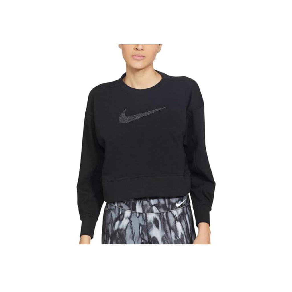 Nike Dri-Fit Get Fit Swoosh Casual Short Sleeve Crew Neck Sweatshirt Women Sweatshirt Black CU5507-010
