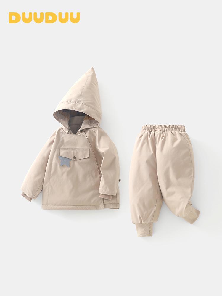 DUUDUU Baby Girl Padded Set: New 2025 Korean Style Cotton Outfit for Toddlers - Autumn/Winter.