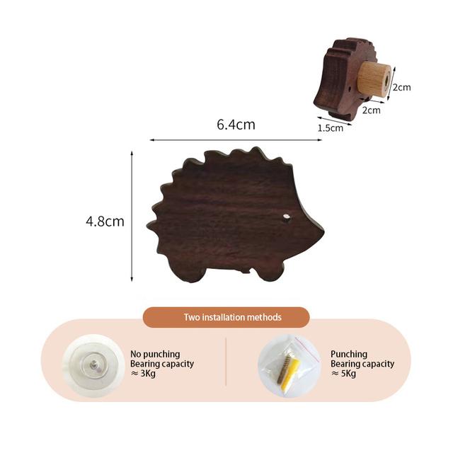 1pcs New Wooden Hook Creative Nordic Cute Animal Hook Wall Hanging Coat Hook Home Decoration Solid Wood Hook Kitchen Accessories