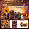 6 Pcs Halloween Nesting Dolls Pumpkin Gentleman with Skeleton Wooden Toy Set