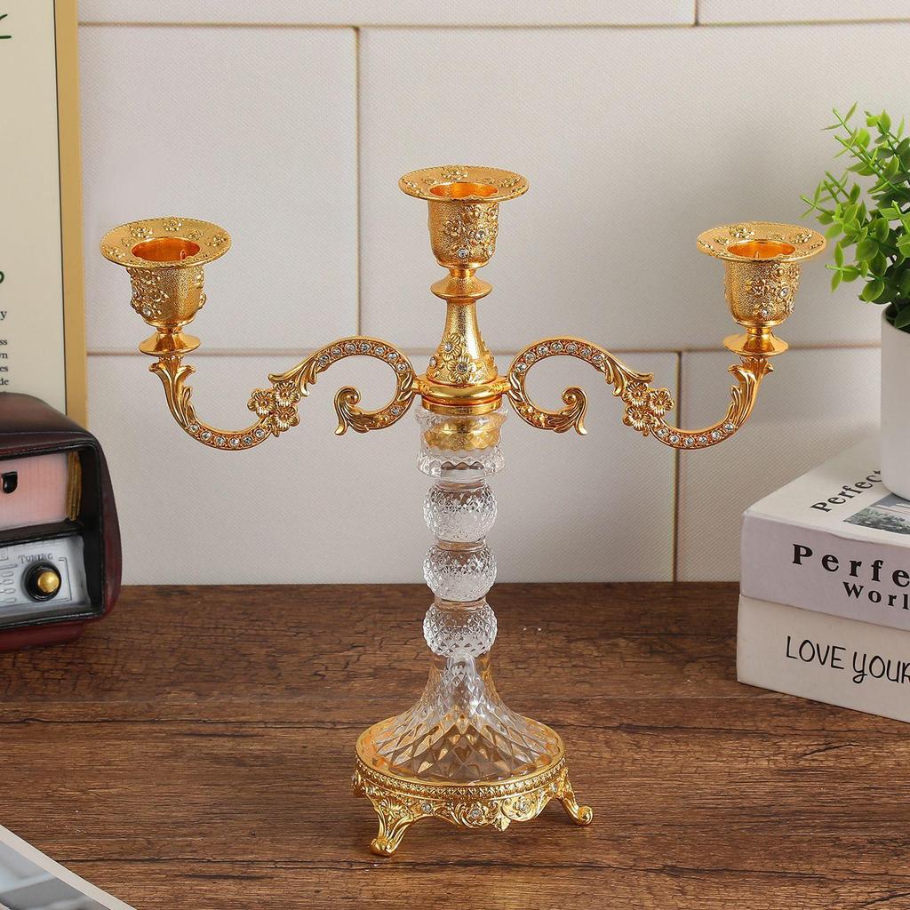 Elegant European Crystal Candelabra - Three to Five-Head Decoration for Weddings and Dining Tables