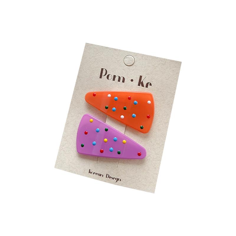 2pcs/set Cute Jelly Color Korean Fashion Kids Girl Hair Clip Triangle Candy Sweet Barrttes for Children BB's Clip Headwear