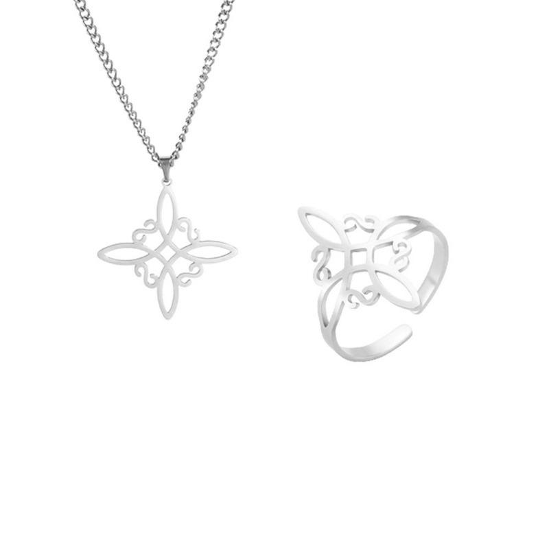 Celtic Knot Titanium Steel Pendant with Cutout Design Square Shape Food Grade Necklace for Women