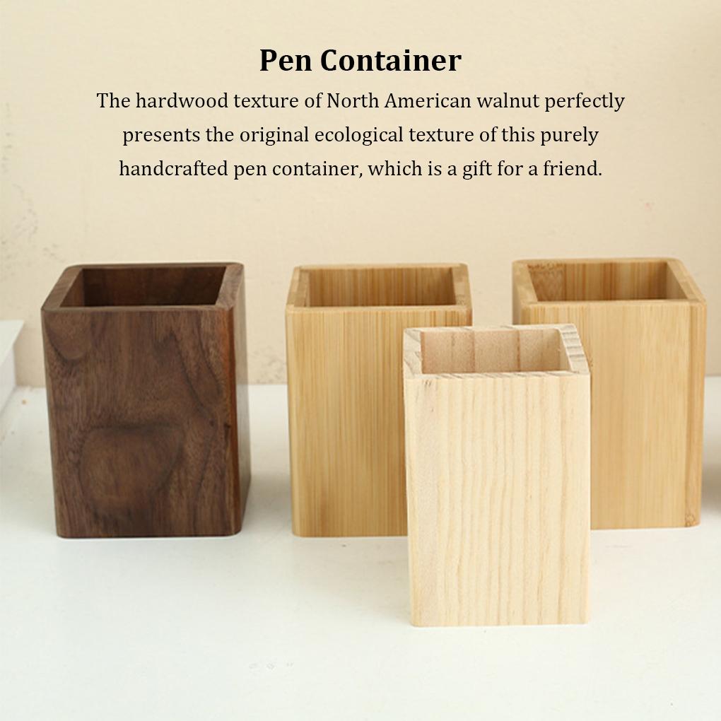 Wooden Pencil Stationery Organizer, Square Cup Holder, Black Walnut Wood, Desk Decoration, for Stationery, Make
