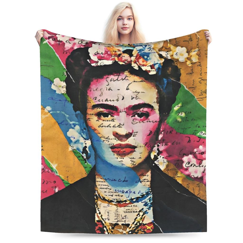 Fridaes Kahloes Merch Deky Měkký Korálový Fleece Plyšový Přehoz Pohodlná Přikrývka