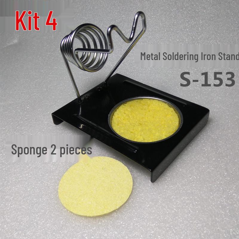 Multi-Function Electric Soldering Station with Stainless Steel and T12 Rosin Technology, Includes Sponge, Iron, and Purple Sandalwood Stand.
