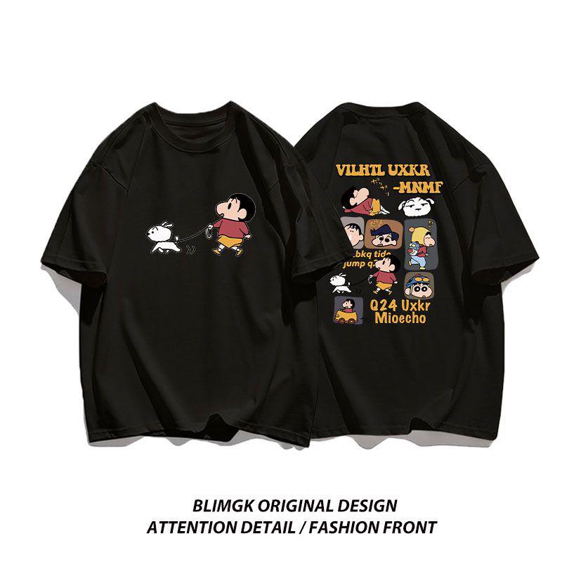Crayo.n Littl.e New Japanese Anime Printed Cotton T-shirt Cute Style Women's Short Sleeve T-shirt Personality High-Quality Tops