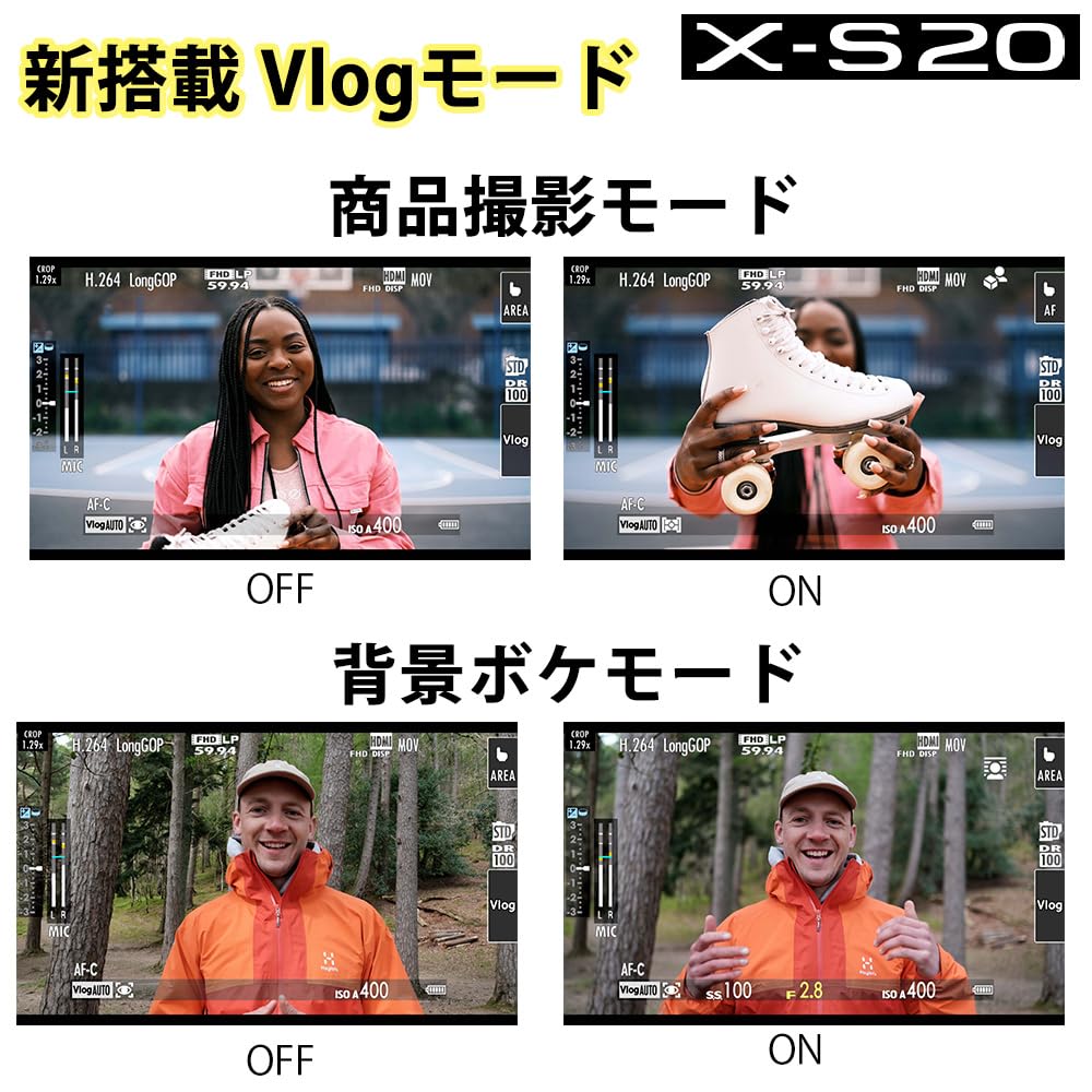 Fujifilm Mirrorless Digital Camera Body with Image Vlog 800 Shots Twice the Number of Shots of Previous Auto Subject and Large Black X-S20 In-Body