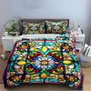 Floral Stained Glass Pattern Bedding Duvet Cover Set Duvet Cover Pillowcases  (1*Duvet Cover 2*Pillowcases, without duvet insert)