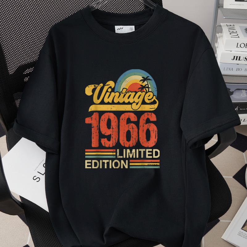 HighQuality Cotton TShirt for Unisex 1966 60th Birthday Unisex Loose Oversized Clothing O Neck Short Sleeve Tees Streetwear Top